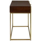 Textured Shahgreen 2 Drawer Gold Finish Console Table | Kempton