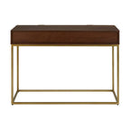 Textured Shahgreen 2 Drawer Gold Finish Console Table | Kempton