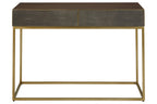 Textured Shahgreen 2 Drawer Gold Finish Console Table | Kempton