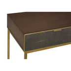 Textured Shahgreen 2 Drawer Gold Finish Console Table | Kempton