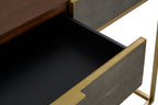 Textured Shahgreen 2 Drawer Gold Finish Console Table | Kempton