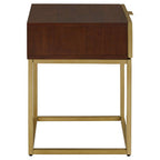 Textured Shahgreen End Table in Gold Finish Frame | Kempton