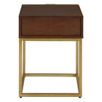 Textured Shahgreen End Table in Gold Finish Frame | Kempton