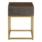 Textured Shahgreen End Table in Gold Finish Frame | Kempton