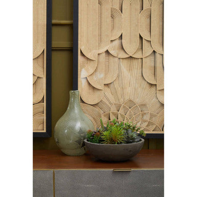 Textured Shahgreen End Table in Gold Finish Frame | Kempton