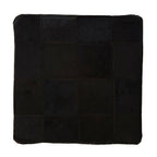 Bosie Black Patchwork Leather Pouffe with Gold Studs | Safira