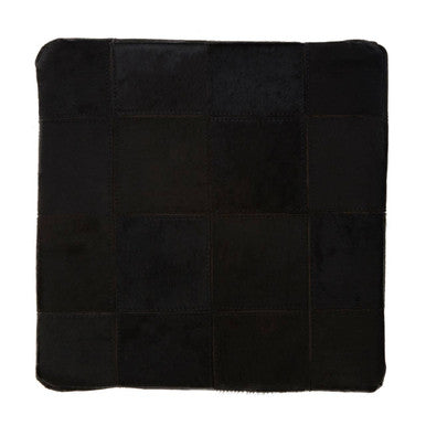 Bosie Black Patchwork Leather Pouffe with Gold Studs | Safira