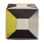 Geometric Design Hair on Leather Pouffe | Safira