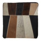 Hair on Leather Pouffe in Geometric Patchwork Design | Safira