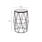 White Marble Top Octagonal Side Table with Black Finish Metal Base | Shalimar