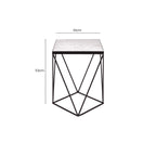 White Marble Top Square Side Table with Black Finish Metal Base | Shalimar