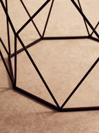 White Marble Top Octagon Table with Black Iron Wireframe Base, Shalimar