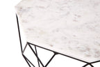White Marble Top Octagon Table with Black Iron Wireframe Base, Shalimar