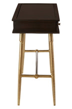 Grey Glass Top 3 Drawer Console Table in Gold Finish Frame | Sagor