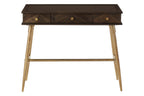 Grey Glass Top 3 Drawer Console Table in Gold Finish Frame | Sagor