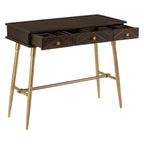 Grey Glass Top 3 Drawer Console Table in Gold Finish Frame | Sagor
