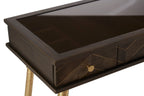 Grey Glass Top 3 Drawer Console Table in Gold Finish Frame | Sagor