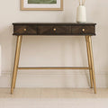Grey Glass Top 3 Drawer Console Table in Gold Finish Frame | Sagor