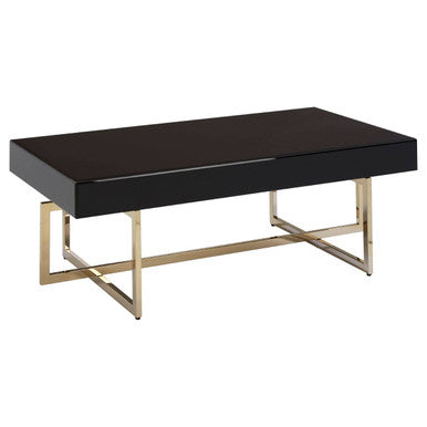 Black Mirrored Top Rectangular Coffee Table | Ragusa