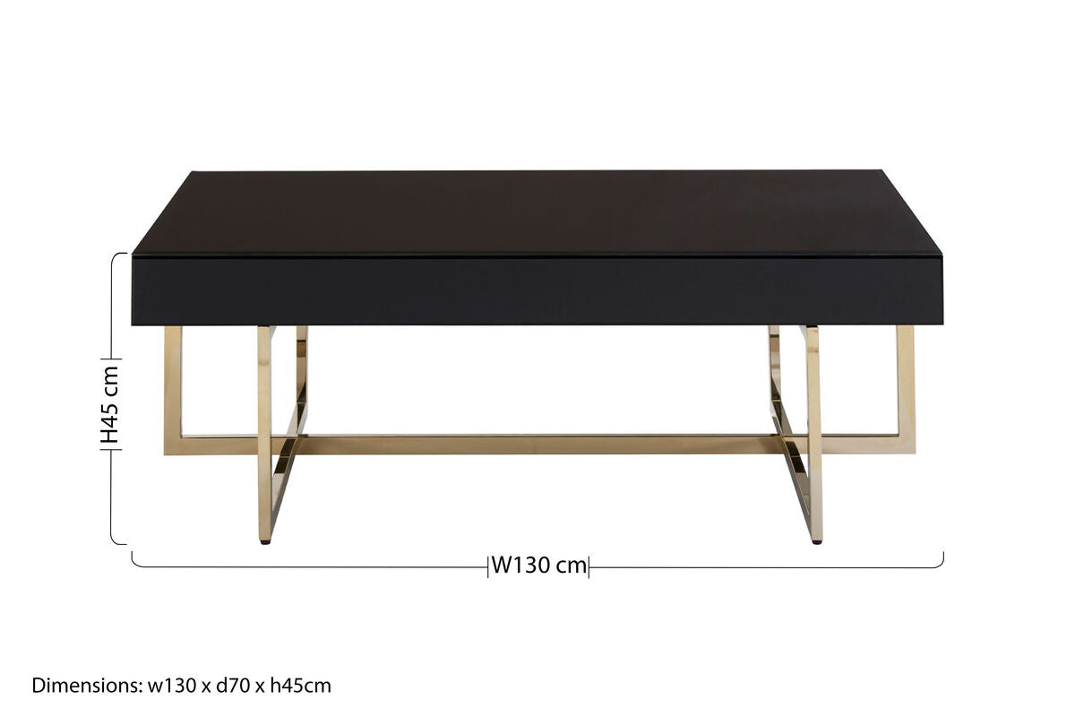 Black Mirrored Top Rectangular Coffee Table | Ragusa