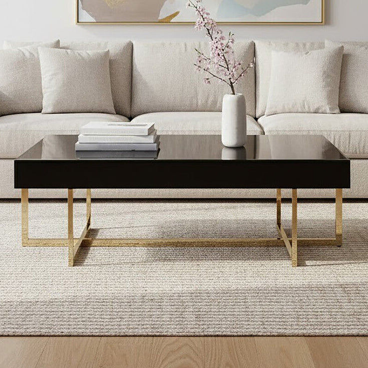 Black Mirrored Top Rectangular Coffee Table | Ragusa