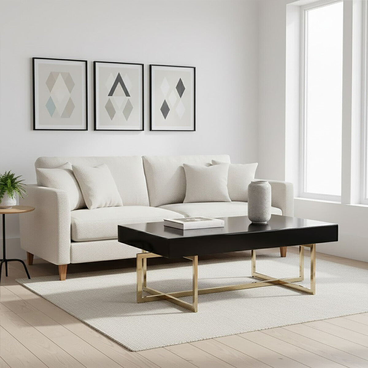 Black Mirrored Top Rectangular Coffee Table | Ragusa