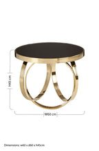 Mirrored Black Round Top Coffee Table with Gold Stainless Steel Ring Base, Ragusa