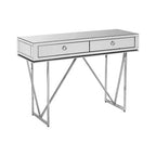Silver  Mirrored Glass 2 Drawer Console Table | Rova