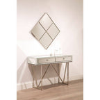 Silver  Mirrored Glass 2 Drawer Console Table | Rova