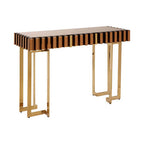 Gold Mirrored Top Console Table with 1 Storage Drawer and Gold Polished Stainless Steel Frame | Rivoli