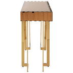 Gold Mirrored Top Console Table with 1 Storage Drawer and Gold Polished Stainless Steel Frame | Rivoli