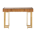 Gold Mirrored Top Console Table with 1 Storage Drawer and Gold Polished Stainless Steel Frame | Rivoli