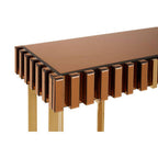 Gold Mirrored Top Console Table with 1 Storage Drawer and Gold Polished Stainless Steel Frame | Rivoli