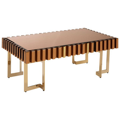Glass Top Gold Finish Rectangular Coffee Table | Rivoli