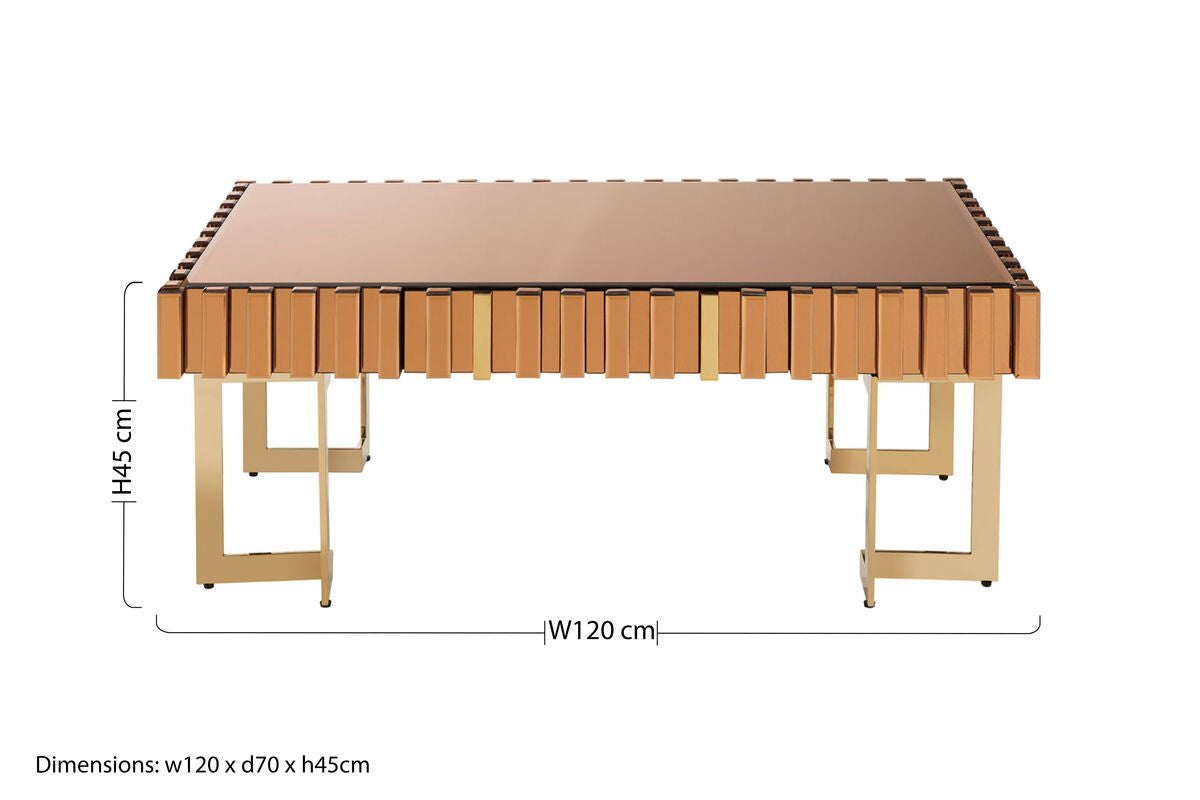 Glass Top Gold Finish Rectangular Coffee Table | Rivoli