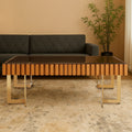 Glass Top Gold Finish Rectangular Coffee Table | Rivoli