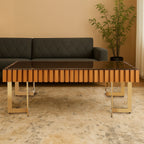 Glass Top Gold Finish Rectangular Coffee Table | Rivoli
