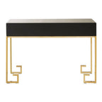 Gold Antique Mirrored Glass and Steel Frame Console Table with 2 Drawers, Rieti