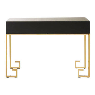 Gold Antique Mirrored Glass and Steel Frame Console Table with 2 Drawers, Rieti