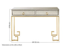 Gold Antique Mirrored Glass and Steel Frame Console Table with 2 Drawers, Rieti