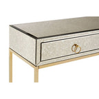 Gold Antique Mirrored Glass and Steel Frame Console Table with 2 Drawers, Rieti