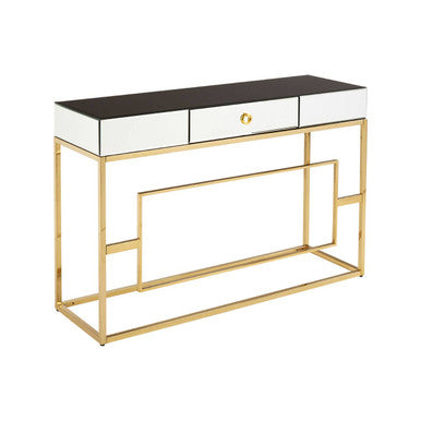Black Glass Top One Drawer Console Table | Rimini