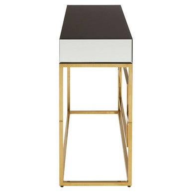 Black Glass Top One Drawer Console Table | Rimini