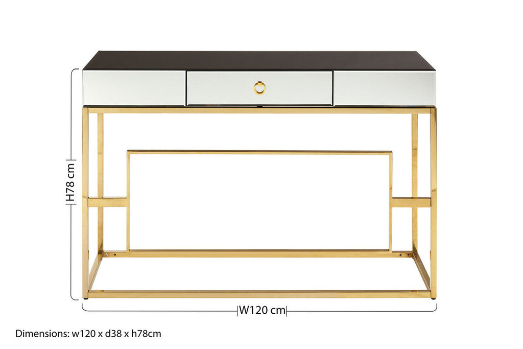 Black Glass Top One Drawer Console Table | Rimini