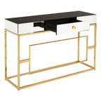 Black Glass Top One Drawer Console Table | Rimini