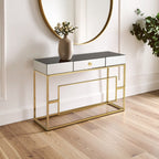 Black Glass Top One Drawer Console Table | Rimini