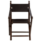 Black Leather and Teak Wood Folding Chair | Inca