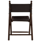 Black Leather and Teak Wood Folding Chair | Inca
