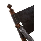 Black Leather and Teak Wood Folding Chair | Inca