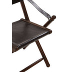 Black Leather and Teak Wood Folding Chair | Inca